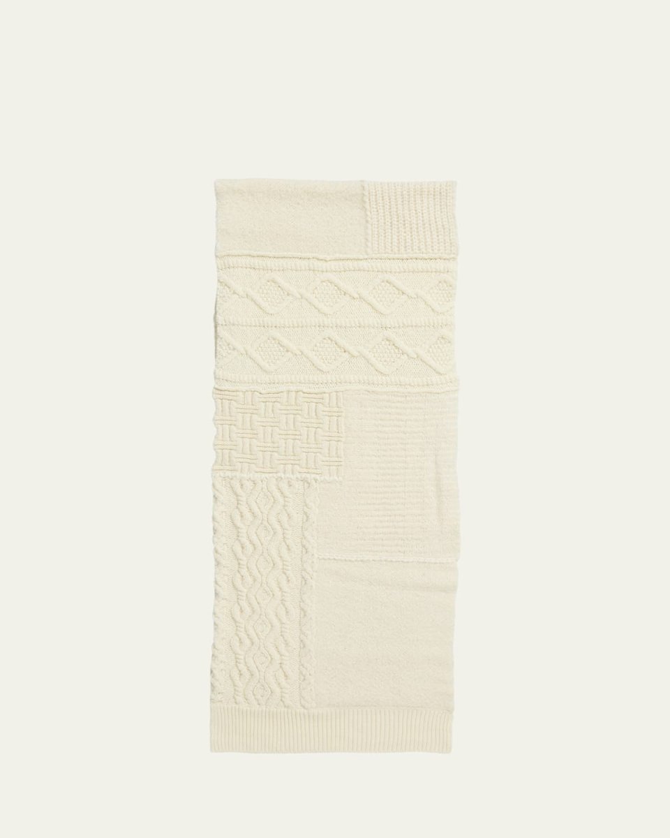 Textured Patchwork Wool Cashmere Scarf